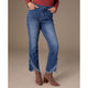 Bambu Soft Straight Ankle with Crossover Fringe Bottom - Dark Denim
