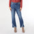 Bambu Soft Straight Ankle with Crossover Fringe Bottom - Dark Denim
