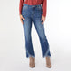 Bambu Soft Straight Ankle with Crossover Fringe Bottom - Dark Denim