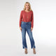 Bambu Soft Straight Ankle with Crossover Fringe Bottom - Dark Denim