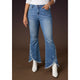 Bambu Soft Flare with Crossover Fringe - Medium Denim