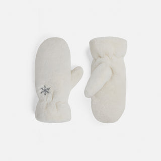 Embroidered Snowflake Mitten - Winter White