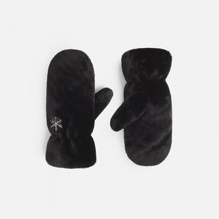 Embroidered Snowflake Mitten - Black