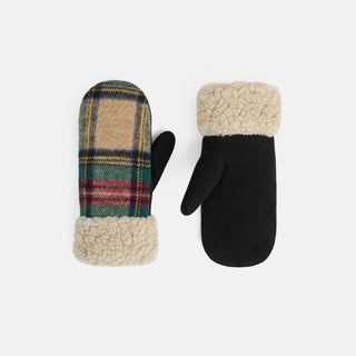 Sherpa Cuff Plaid Mitten - Red/Green