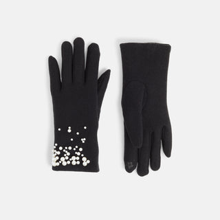 Pearly Wrist Touchscreen Gloves - Black