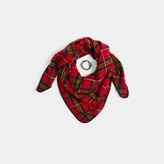 Plaid Triangle Wrap + Bracelet - Red