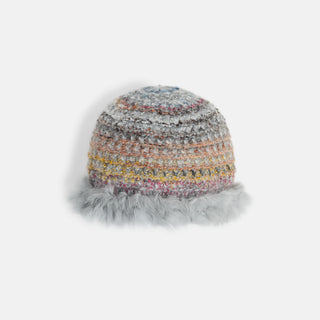 Fur Trim Beanie - Grey