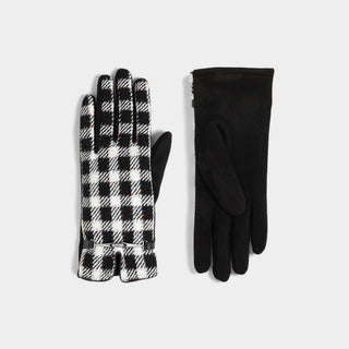 Glitzy Checkered Touchscreen Gloves - Black Glitz