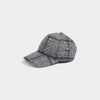 Glitzy Plaid Baseball Hat - Black