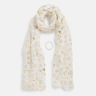 Bundle of Love Scarf + Bracelet Set - White