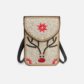 Aristan Beaded Holiday Crossbody - Tan/Red