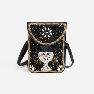 Artisan Beaded Holiday Crossbody - Black/White