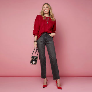 Artisan Beaded Holiday Crossbody - Black/White