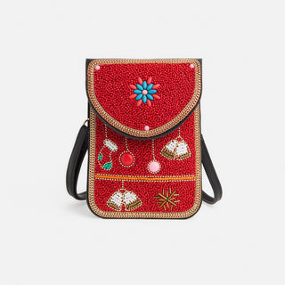 Artisan Beaded Holiday Crossbody - Red