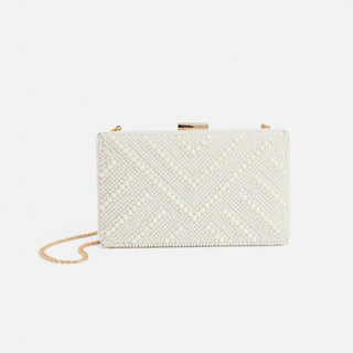 Penelope Pearl Clutch - White