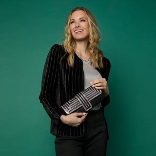 Belle Studded Clutch - Black