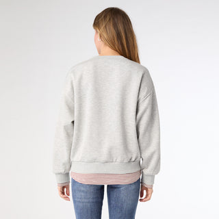 Astoria Sparkle Sweatshirt with Stripe Trim - Heather Grey