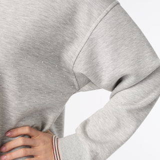 Astoria Sparkle Sweatshirt with Stripe Trim - Heather Grey
