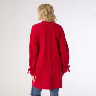 Heavenly-Luxe Bow Sleeve Cardigan with Pockets - Tango Red