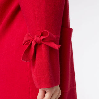 Heavenly-Luxe Bow Sleeve Cardigan with Pockets - Tango Red