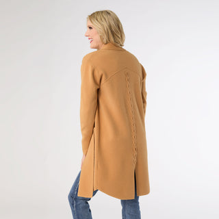 Heavenly-Luxe Long Cardigan with Lattice Back - Camel