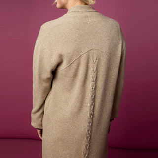 Heavenly-Luxe Long Cardigan with Lattice Back - Camel