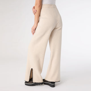 Heavenly-Luxe Contrast Trim Sweater Pant - Oatmeal
