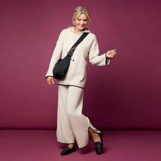 Heavenly-Luxe Contrast Trim Sweater Pant - Oatmeal