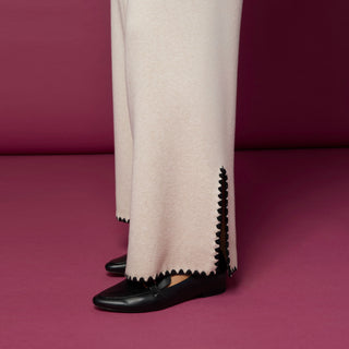 Heavenly-Luxe Contrast Trim Sweater Pant - Oatmeal