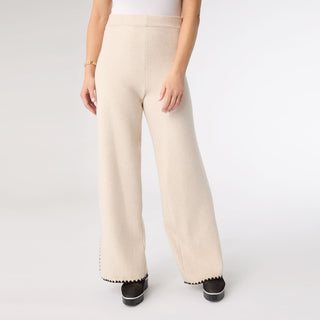 Heavenly-Luxe Contrast Trim Sweater Pant - Oatmeal