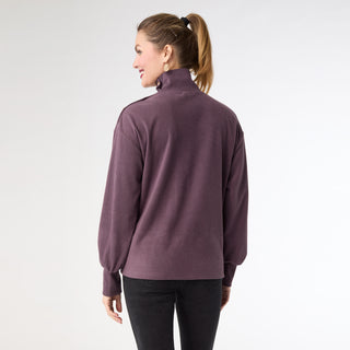 Audrina Super Soft Top with Button Detail - Plum Heather