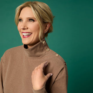 Audrina Super Soft Top with Button Detail - Green Heather