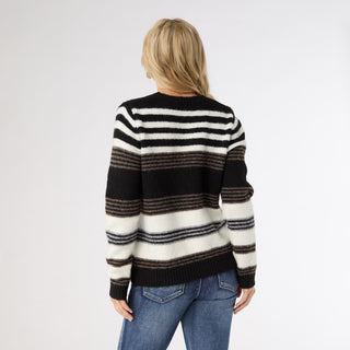 Kaelynn Brushed Crew Neck Sweater - Black Stripe