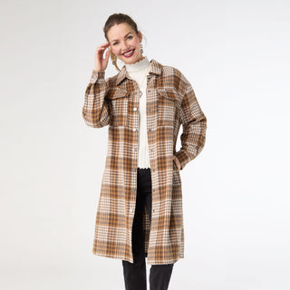 Edith Plaid Shacket - Camel/Cream Plaid