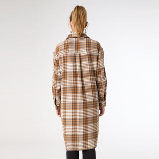 Edith Plaid Shacket - Camel/Cream Plaid