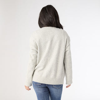Shannen Button Front Cardigan with Pockets - Light Heather Grey