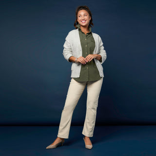 Shannen Button Front Cardigan with Pockets - Light Heather Grey