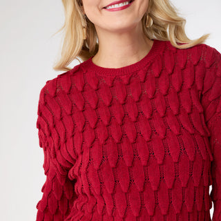 Zelma Crew Neck Sweater - Crimson Red