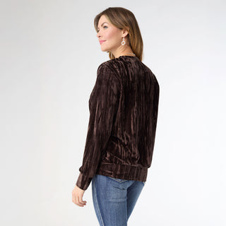 Cordilee Crinkle Velour Top - Chocolate