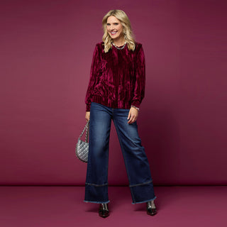 Cordilee Crinkle Velour Top - Chocolate