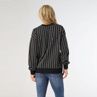 Marla Textured Stripe Top - Black/White