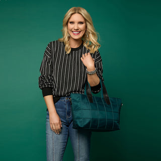 Marla Textured Stripe Top - Black/White