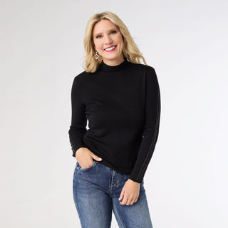 Ataya Sweater with Stripe Sparkle Sleeve - Black