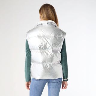 Glinda Metallic Down Vest - Silver