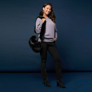 Braelyn Button Back Sweater with Rhinestones - Dusty Lavender