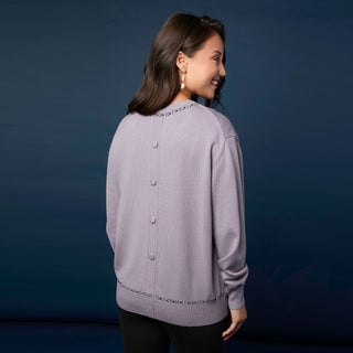 Braelyn Button Back Sweater with Rhinestones - Dusty Green