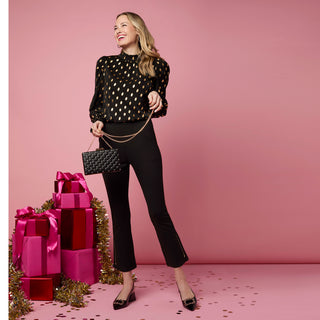 Celyse Baby Flare Pant with Side Inset - Black/Gold