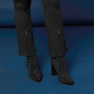 Celyse Baby Flare Pant with Front Inset - Black/Black Sparkle