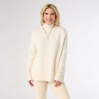 Joyce Long Sleeve Mock Neck Sweater - Winter White