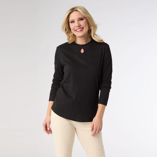 Alexis Super Soft Keyhole Neck Top - Black